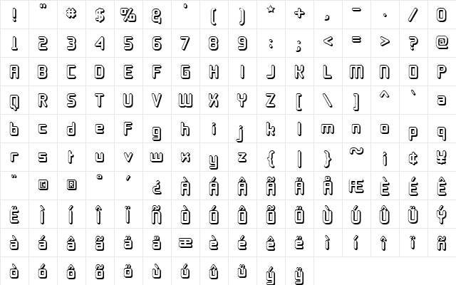 11S01 Black Tuesday Offset Regular Character Map
