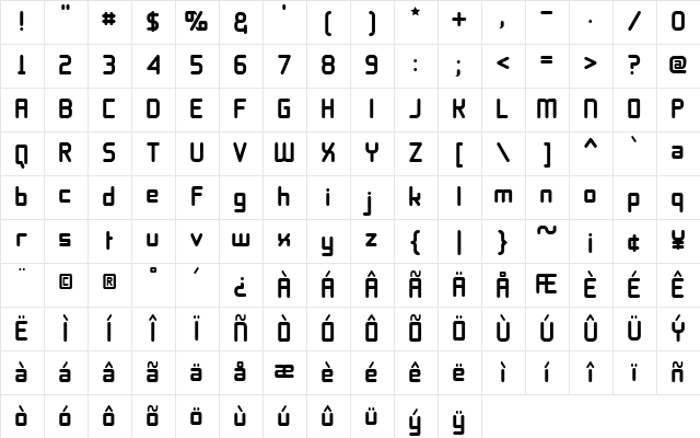 11S01 Black Tuesday Regular Character Map