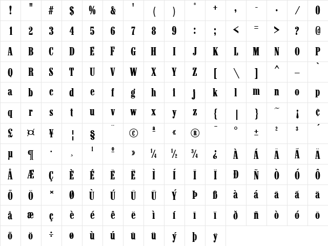 Marlboro Regular Character Map Marlboro Regular Character Map