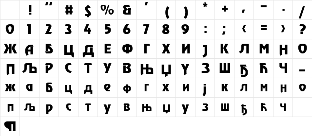 1Rajko Regular Character Map