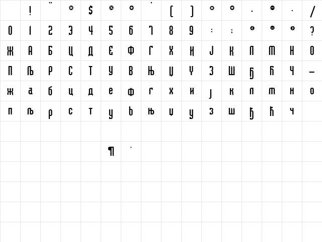 1Rock Regular Character Map