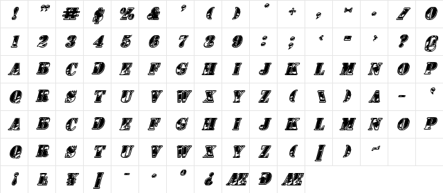 1st Cav II Italic Italic Character Map