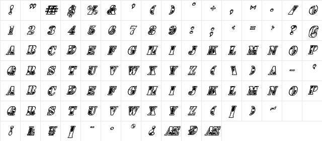 1st Cav Italic Italic Character Map