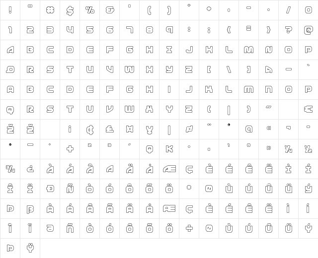 1st Enterprises Outline Regular Character Map