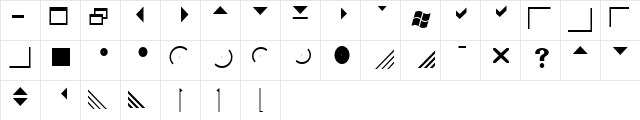Marlett Regular Character Map