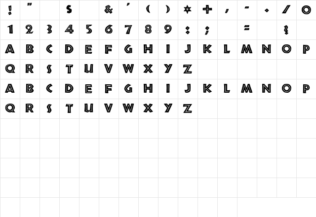 26 Regular Character Map