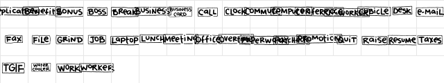 2Peas Blocks - On the Job 2Peas Blocks - On the Job Character Map