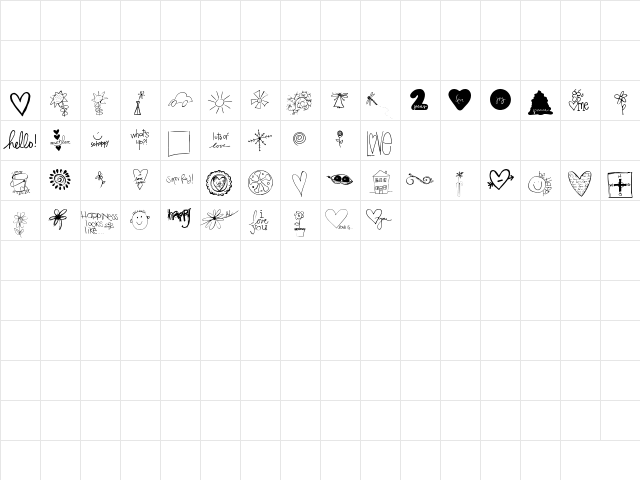 2Peas Garden Girl Dingbats Regular Character Map