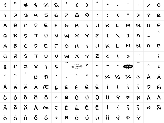 2Toon Expanded Expanded Character Map