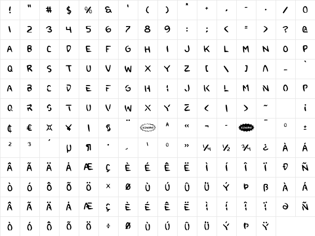 2Toon Regular Character Map