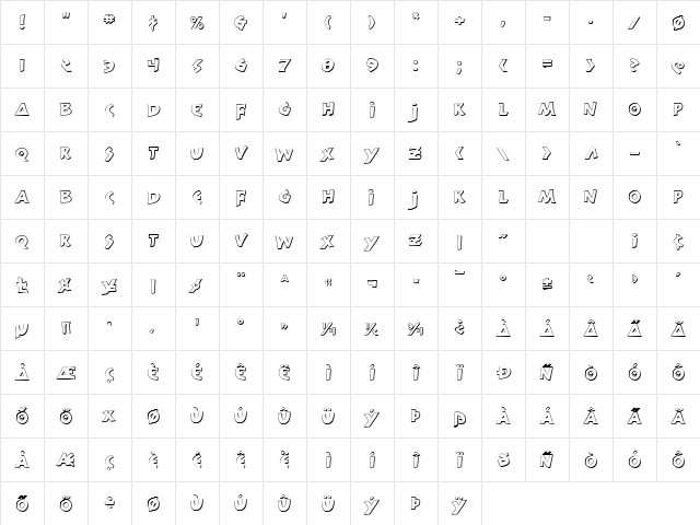 300 Trojans Shadow Regular Character Map