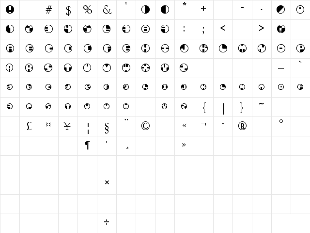 360 Regular Character Map