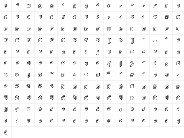 3D Thirteen Pixel Fonts Regular Character Map
