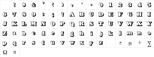 BowersShadow Regular Character Map BowersShadow Regular Character Map