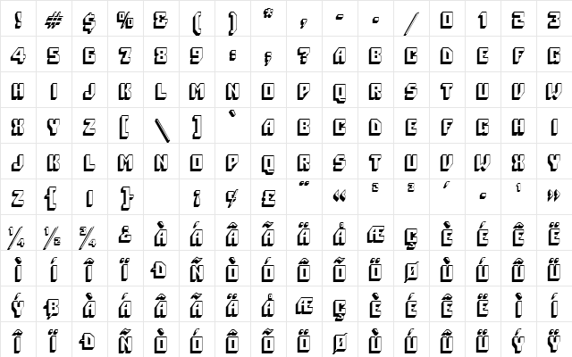 3-DFlattop Normal Character Map