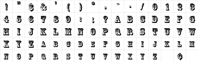 3-DGoldRush Regular Character Map
