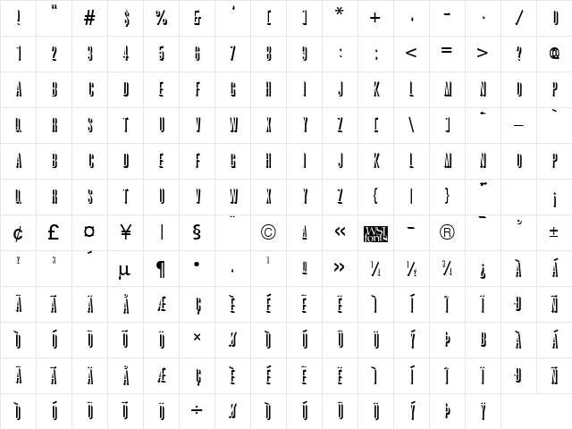 3-DGreatRelief Regular Character Map