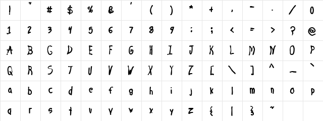 4 Star Face Font Regular Character Map