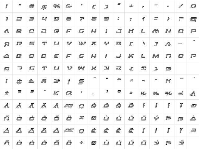 4114 Blaster Chrome Italic Italic Character Map