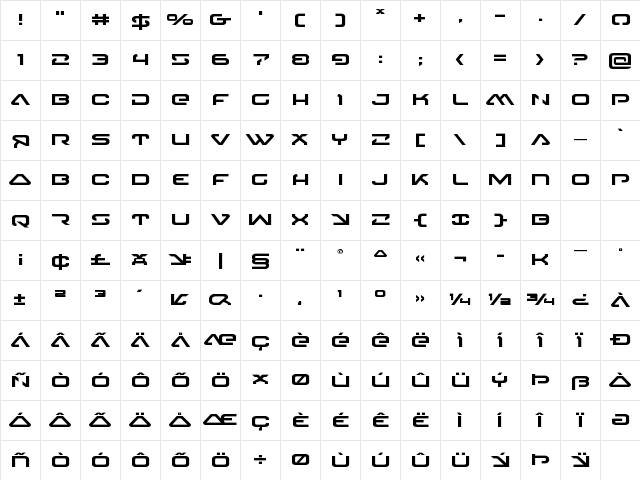 4114 Blaster Expanded Expanded Character Map