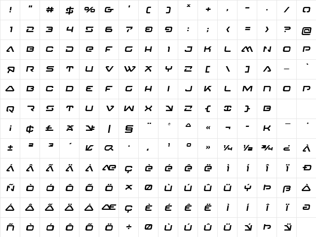 4114 Blaster Semi-Italic Semi-Italic Character Map 4114 Blaster Semi-Italic Semi-Italic Character Map