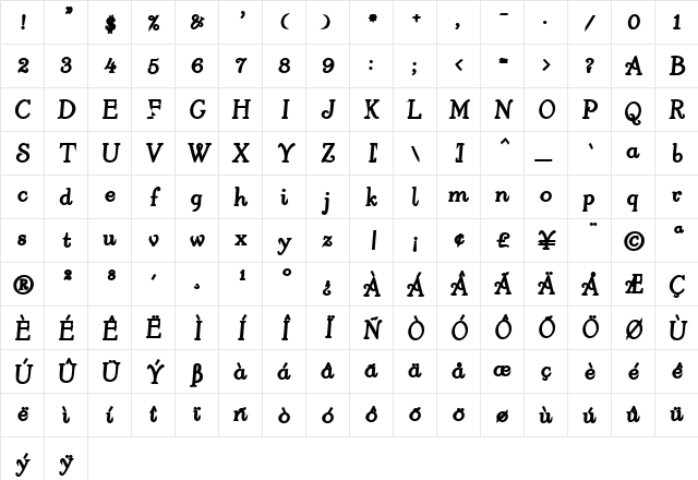 4ArmJoltScriptExtraBold Regular Character Map