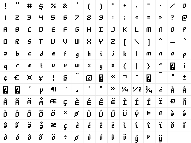 5Mikropix Regular Character Map