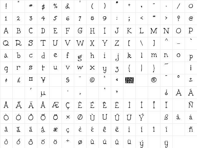 5thGrader Regular Character Map