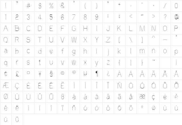 60sSTRIPE Regular Character Map