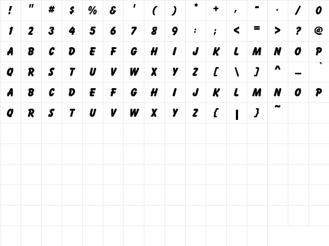 70 Regular Character Map