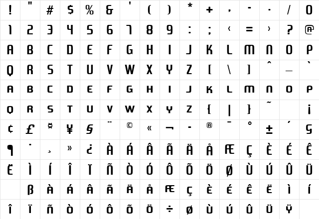 76London Medium Character Map