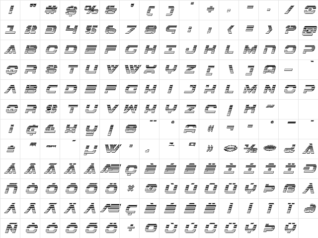 7th Service Chrome Italic Italic Character Map