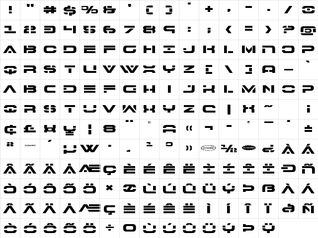 7th Service Expanded Expanded Character Map