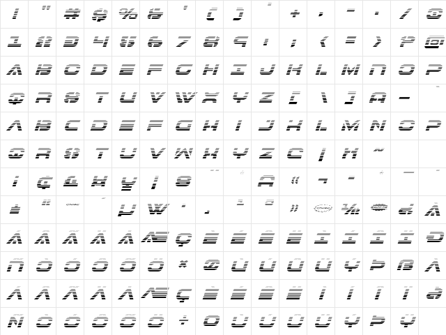 7th Service Gradient Italic Italic Character Map