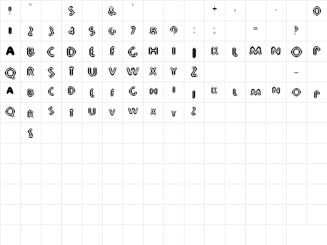 80 Decibels Regular Character Map