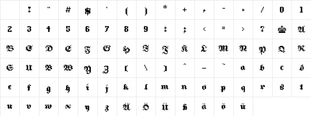 8Fraktura RC Regular Character Map