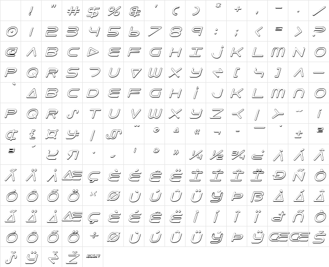 8th Element 3D Italic Italic Character Map 8th Element 3D Italic Italic Character Map
