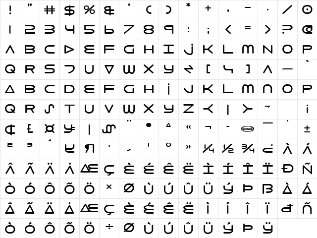 8th Element Bold Bold Character Map