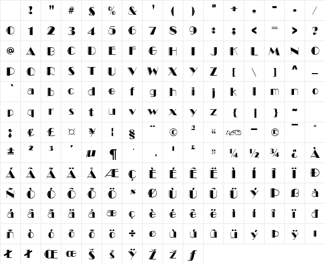 MarqueeEngraved normal Character Map