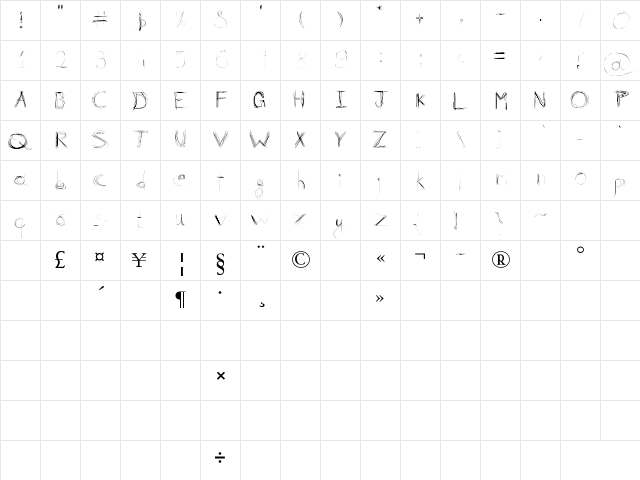 99%LineScratch Regular Character Map