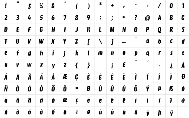 A Lame Bee Regular Character Map