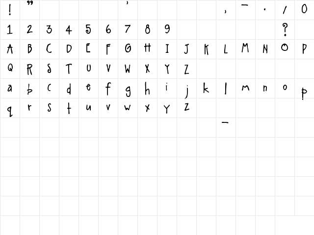A Little Pot Regular Character Map