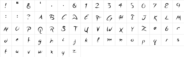 A Quiet Sleep Regular Character Map