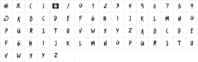 A Voice Liberty Regular Character Map