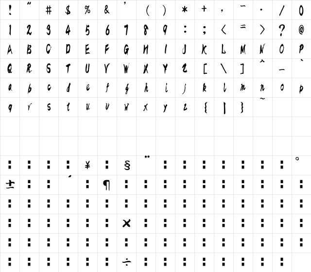 A_KsoKagerou Regular Character Map