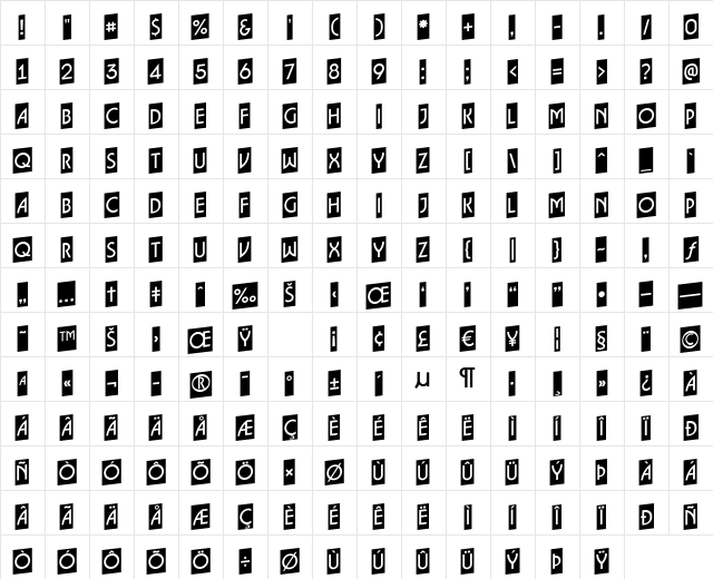 a_LancetCmUp Regular Character Map