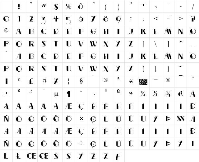 MarqueeMieux Regular Character Map MarqueeMieux Regular Character Map