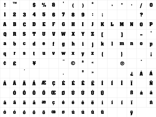 Aachen-Light Regular Character Map Aachen-Light Regular Character Map