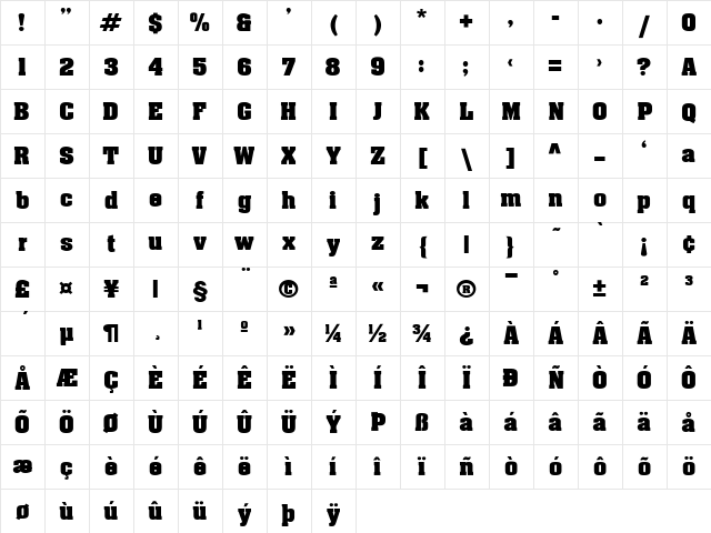 Aapex Regular Character Map