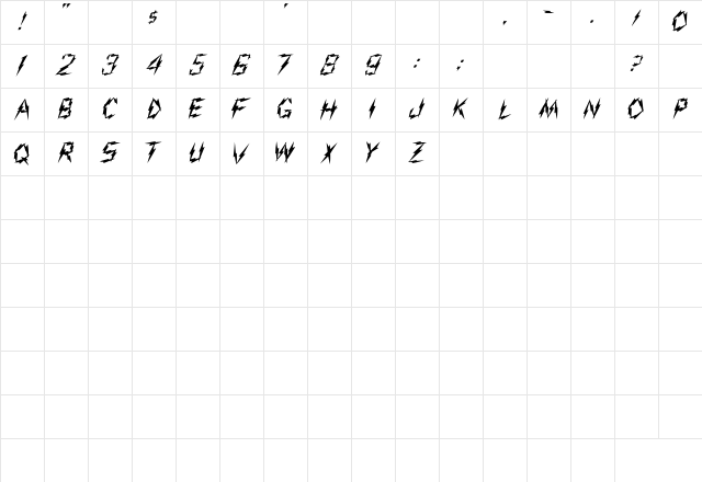 Aarcover Regular Character Map